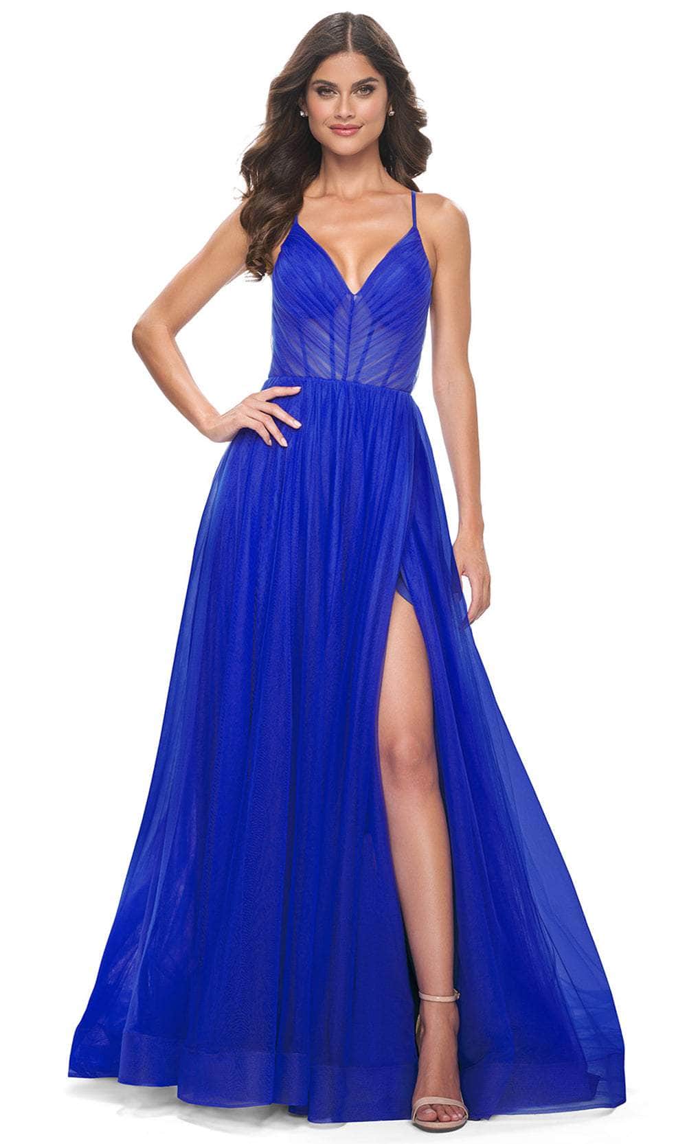 La Femme 31457 - Spaghetti Strap Tulle A-Line Prom Dress
