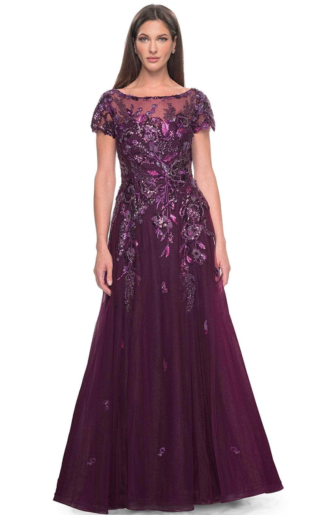 La Femme 31712 - Floral Lace Applique A-line Evening Dress

