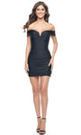 V-neck Open-Back Ruched Fitted Hidden Back Zipper Jersey Sheath Cocktail Above the Knee Natural Waistline Cap Sleeves Off the Shoulder Sheath Dress