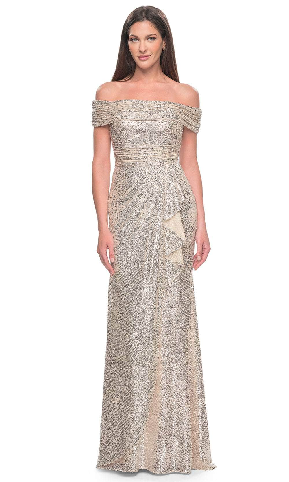 La Femme 31772 - Sequin Off-Shoulder Evening Dress
