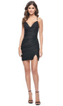 Sophisticated V-neck Jersey Natural Waistline Spaghetti Strap Sheath Cowl Neck Cocktail Short Slit Beaded Lace-Up Ruched Sheath Dress With Rhinestones