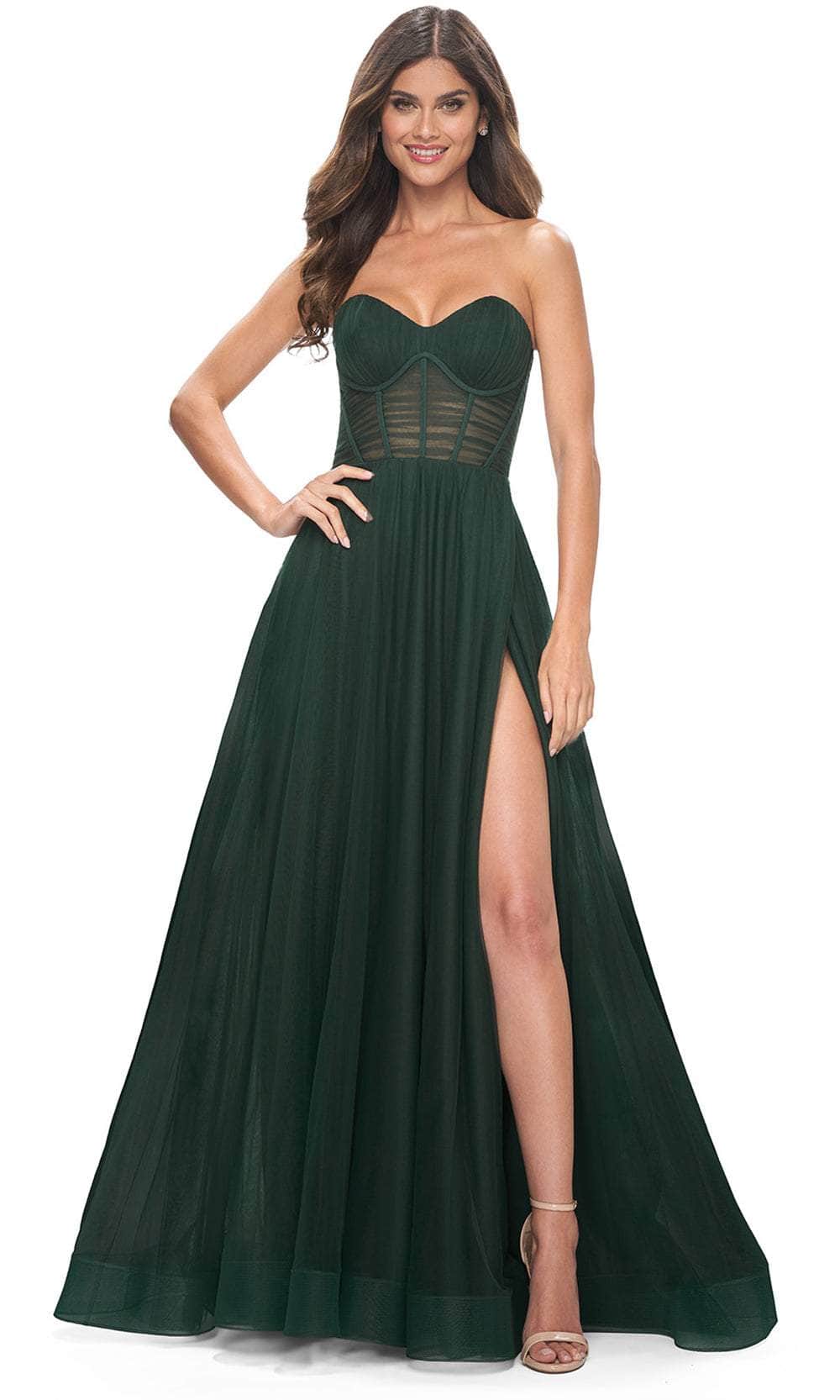 La Femme 31971 - Shirred Corset Prom Dress
