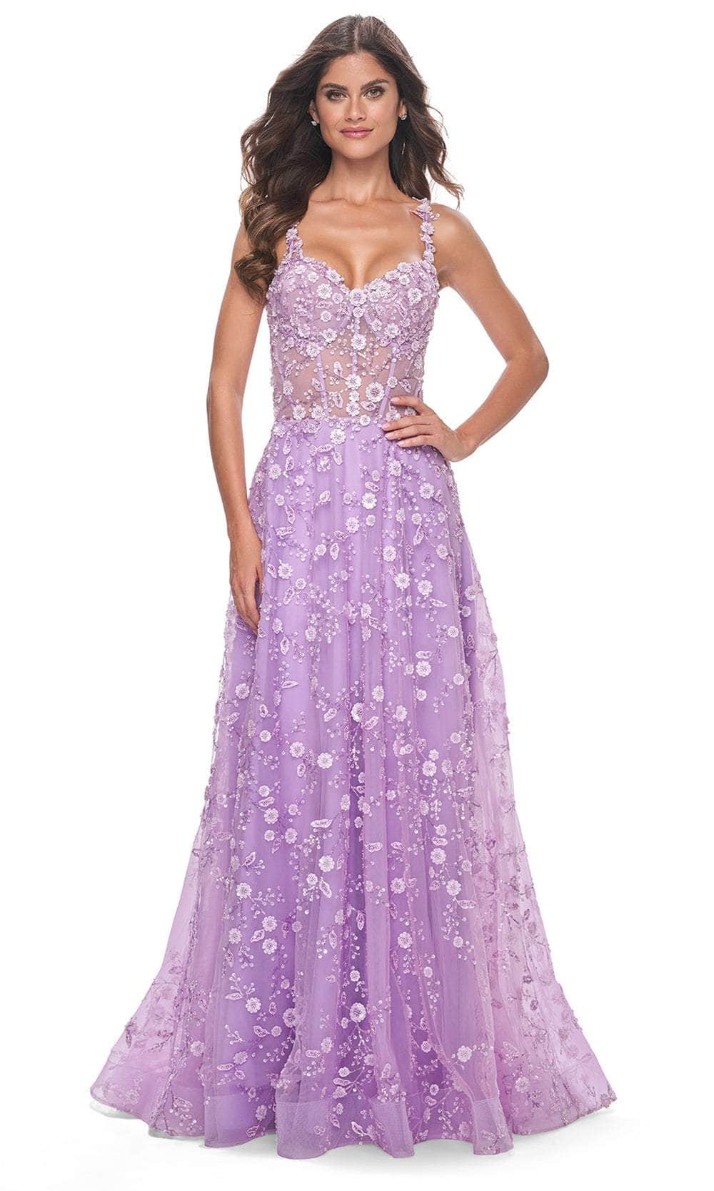 La Femme 31996 - Floral Festooned Prom Dress
