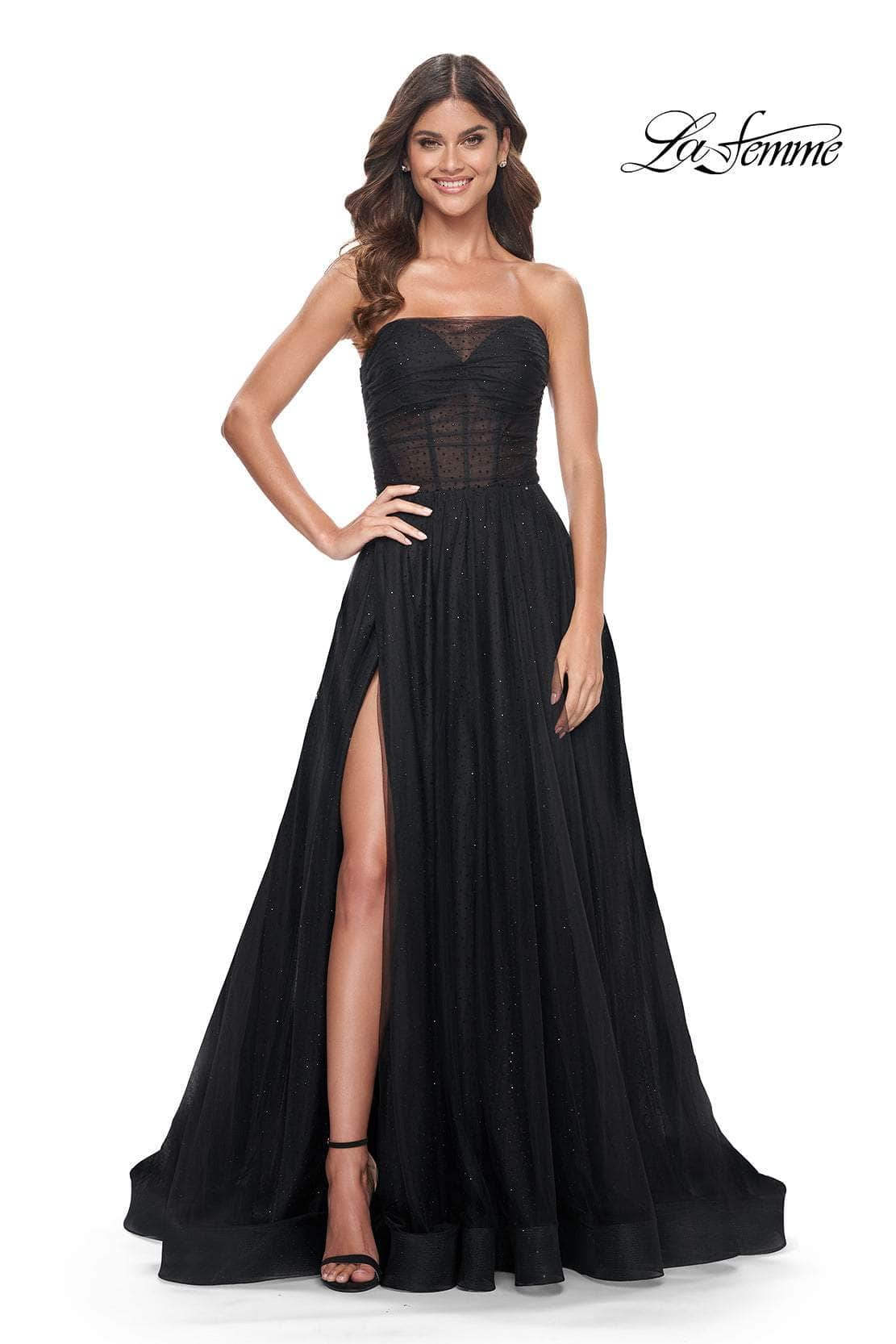 La Femme 32029 - Strapless A-Line Prom Gown
