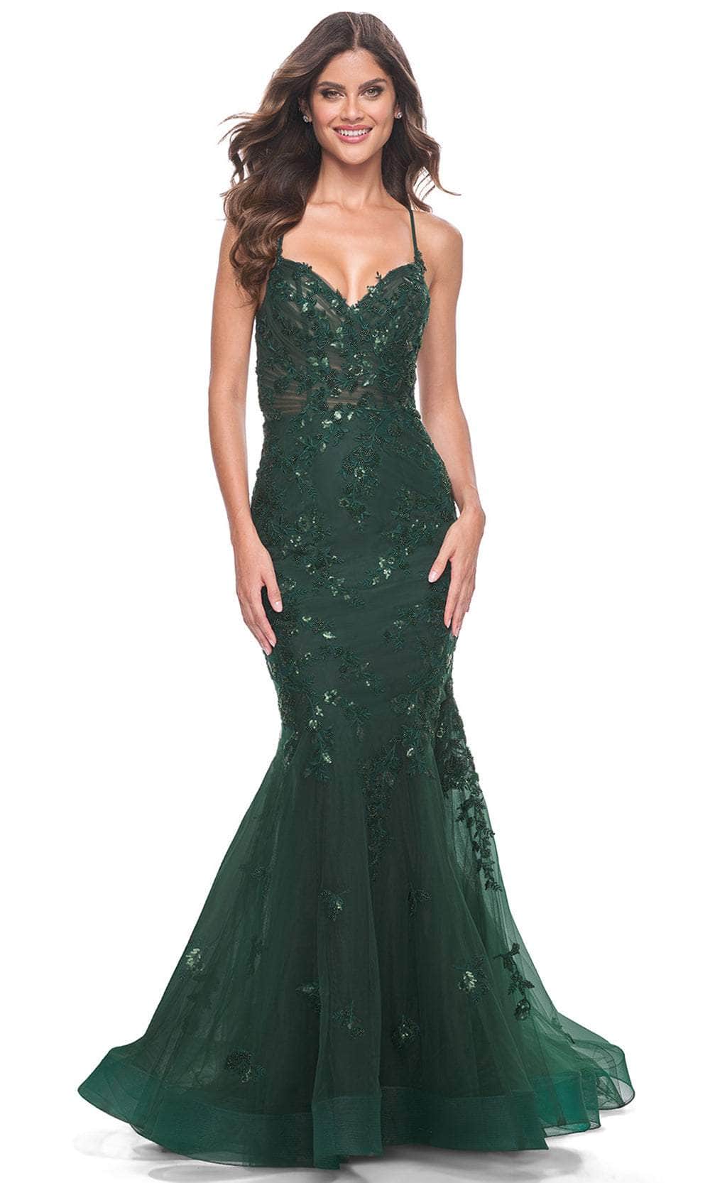 La Femme 32033 - Beaded Appliqued Mermaid Prom Dress
