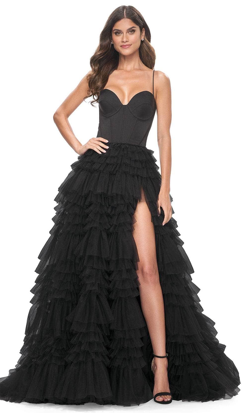 La Femme 32071 - Spaghetti Strap Tiered Prom Dress
