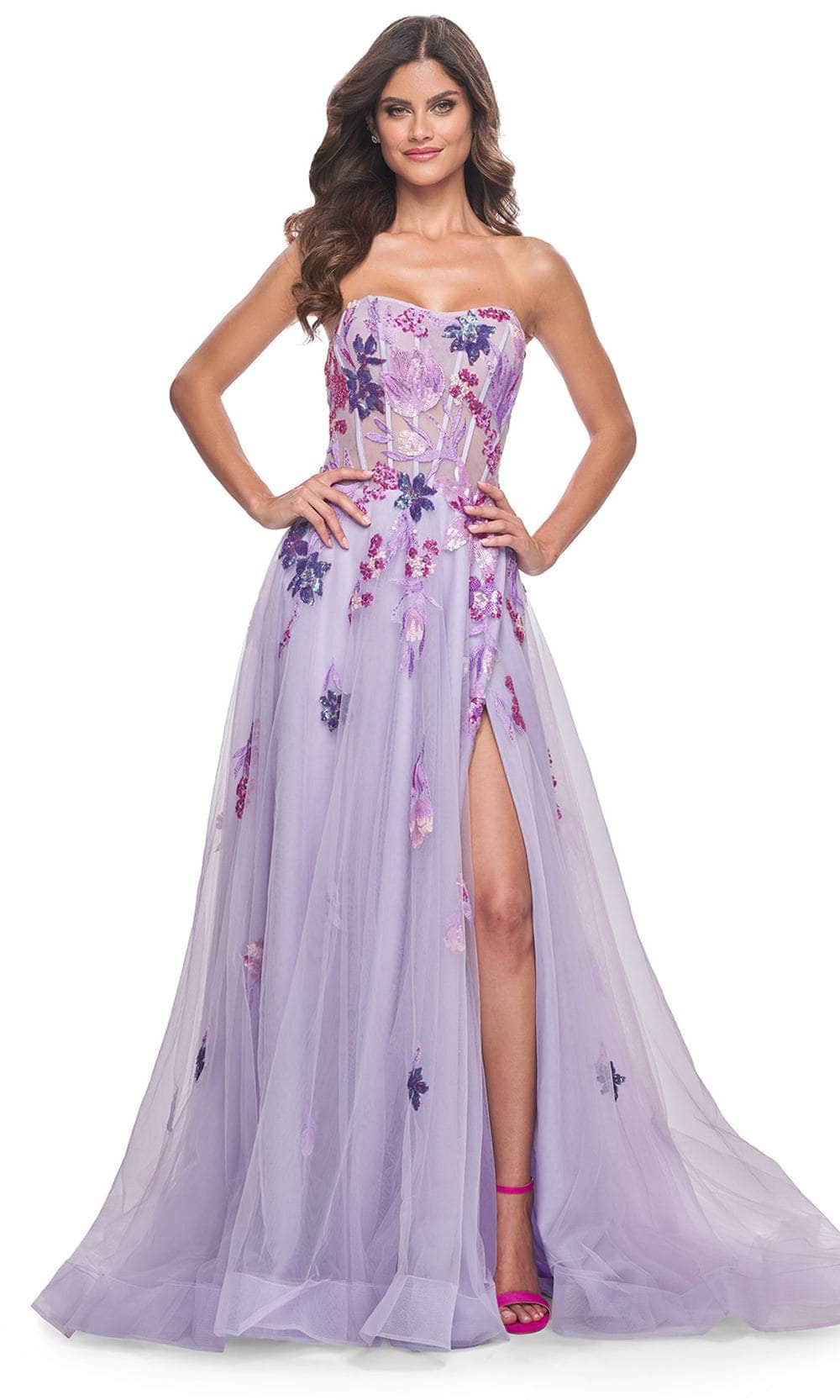 La Femme 32156 - Strapless Sequin Embellished Prom Gown
