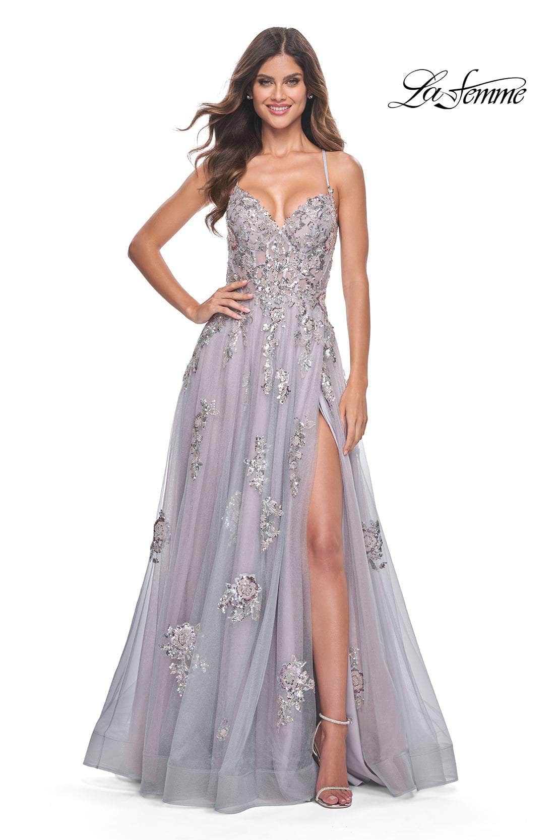 La Femme 32200 - Sequin Embellished Sleeveless Prom Gown
