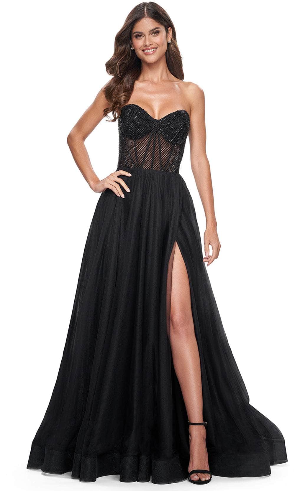 La Femme 32216 - Fishnet A-Line Prom Dress
