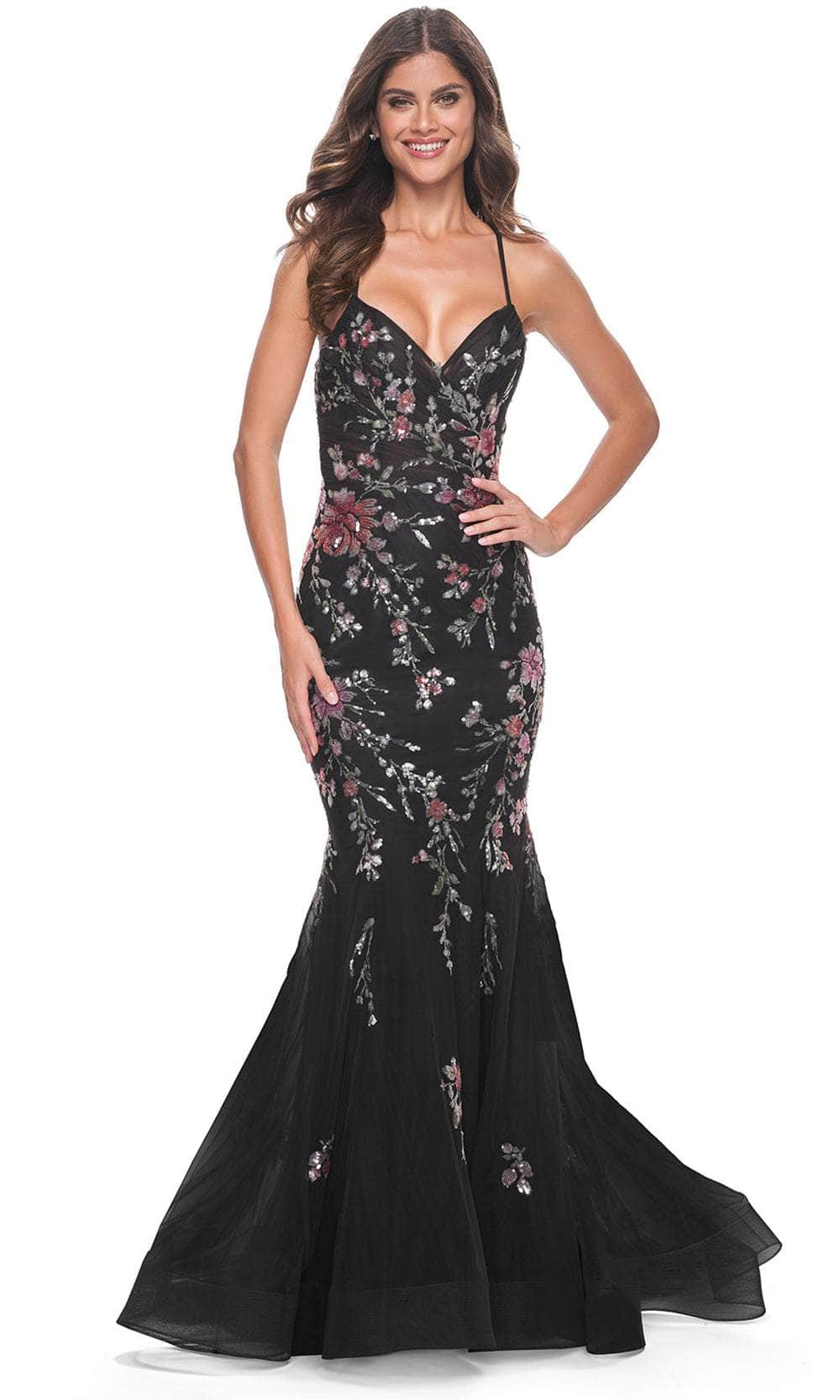 La Femme 32246 - Lace-Up Back Mermaid Prom Gown
