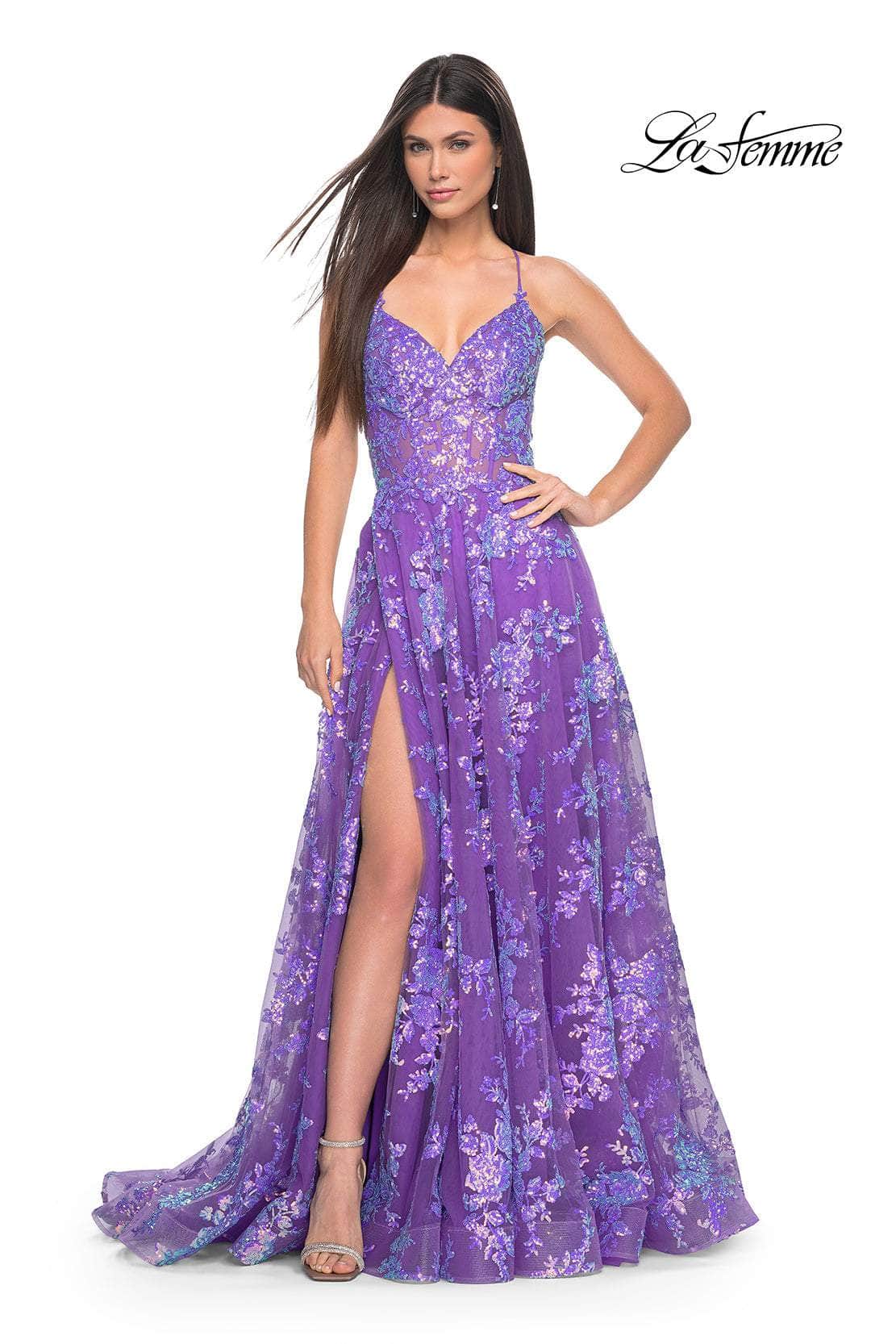 La Femme 32291 - Shimmer Sleeveless A-Line Prom Gown
