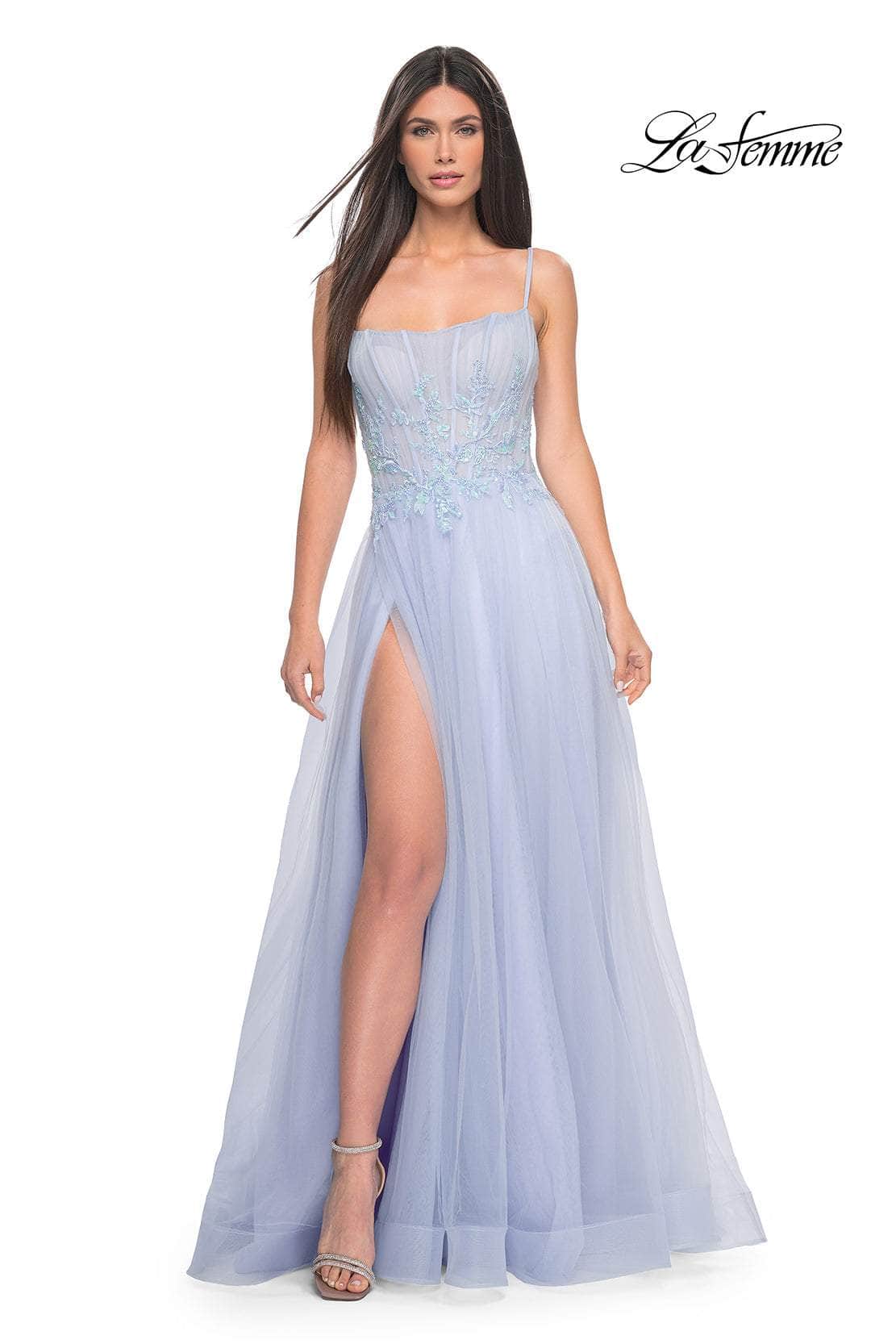La Femme 32293 - Embroidered Scoop Neck Prom Gown
