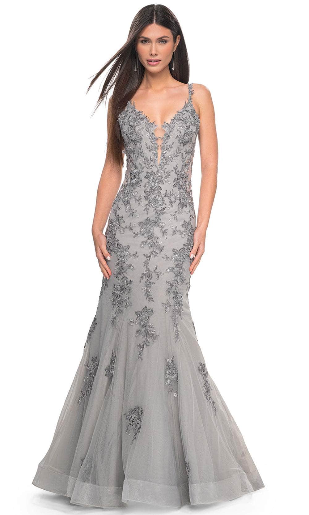 La Femme 32295 - Embroidered Sleeveless Mermaid Prom Gown
