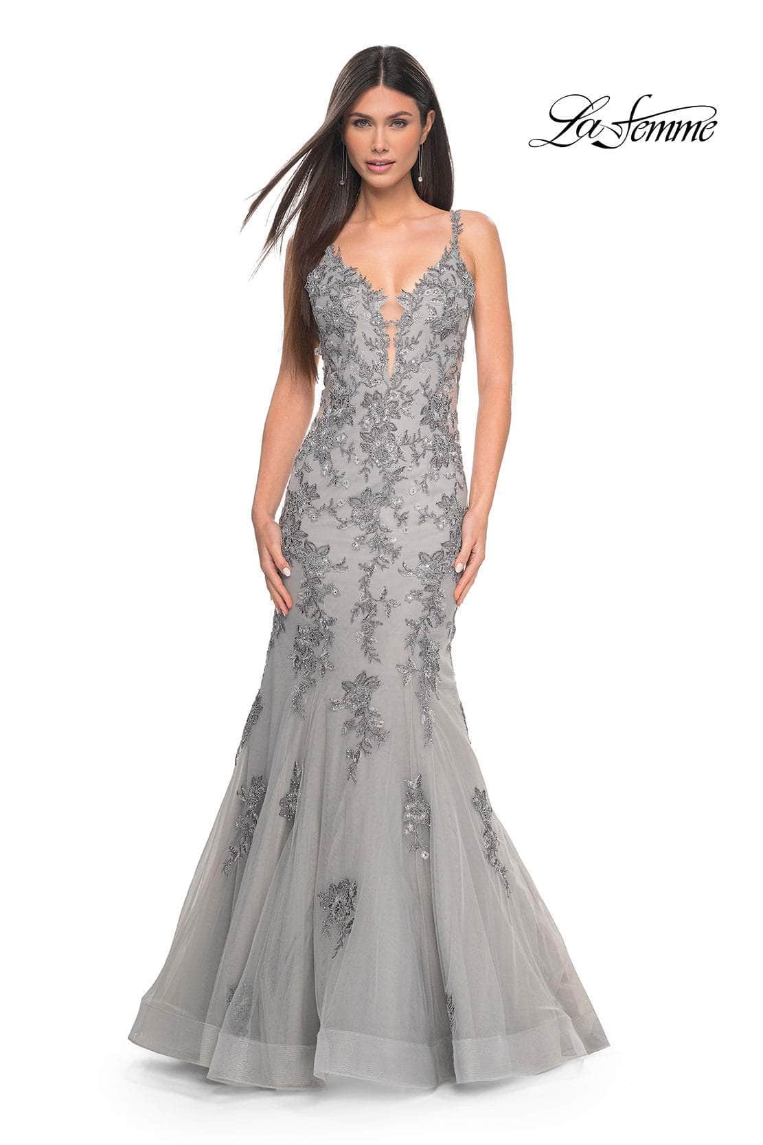 La Femme 32295 - Embroidered Sleeveless Mermaid Prom Gown
