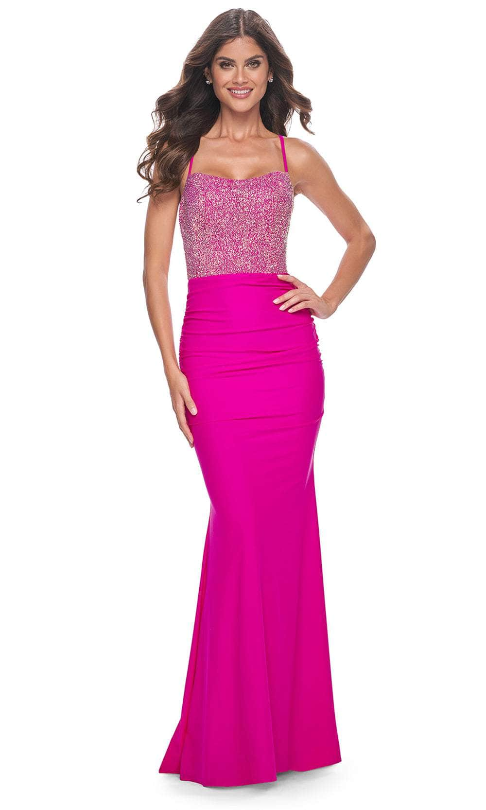 La Femme 32325 - Rhinestone Embellished Sleeveless Prom Dress
