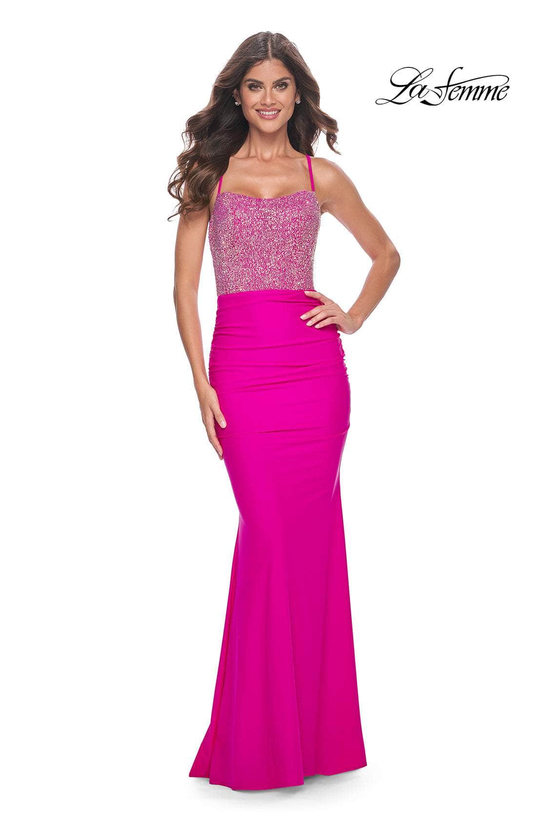 La Femme 32325 - Rhinestone Embellished Sleeveless Prom Dress
