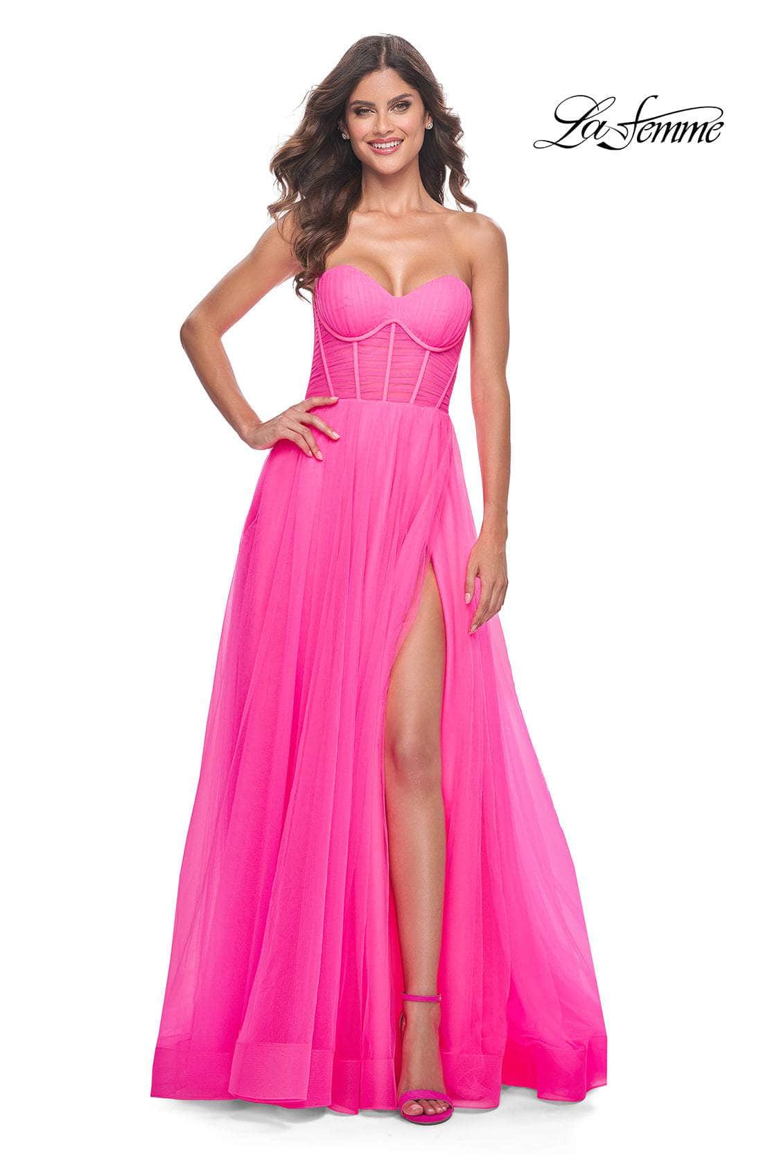 La Femme 32341 - Sweetheart Neck Exposed Boned Prom Gown
