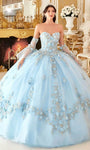 Strapless Lace-Up Sheer Applique Natural Waistline Sweetheart Sheer Sleeves Floral Print Tulle Ball Gown Dress