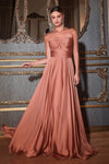 A-line Strapless Natural Waistline Off the Shoulder Ruched Keyhole Pleated Satin Dress