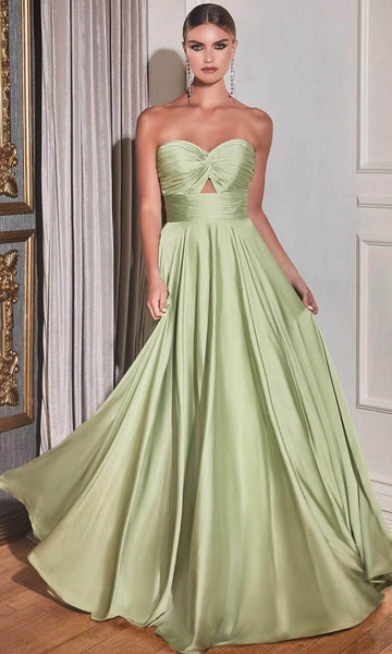 A-line Strapless Satin Ruched Keyhole Pleated Natural Waistline Off the Shoulder Dress