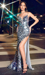 V-neck Natural Waistline Plunging Neck Sleeveless Spaghetti Strap Sheath Fitted Sequined Sheath Dress