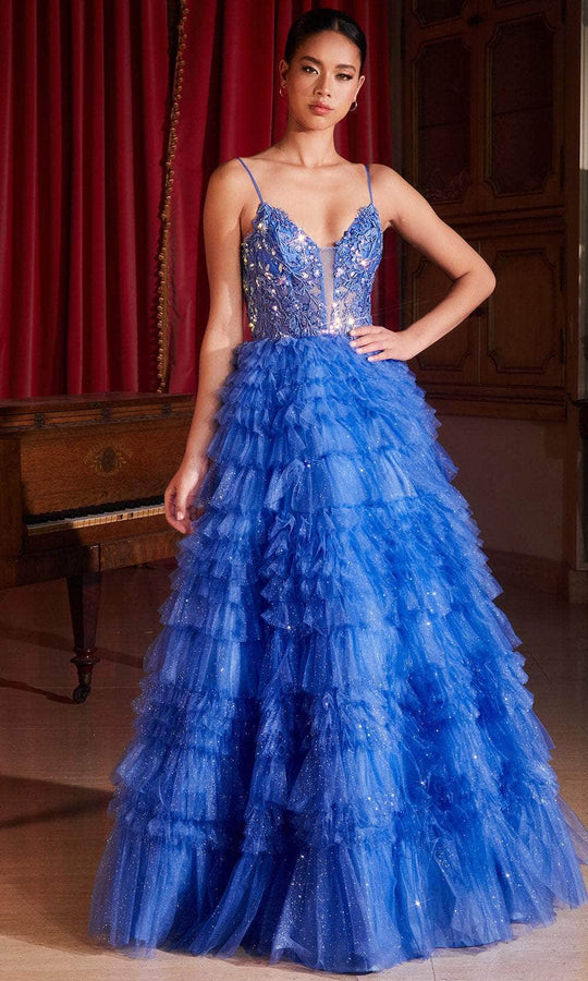 Colors Dress 3219 Size 10 Blue Long Sheer Lace Corset Ball Gown Prom D –  Glass Slipper Formals