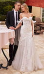 Strapless Sweetheart Mermaid Applique Sheer Off the Shoulder Corset Natural Waistline Floral Print Wedding Dress