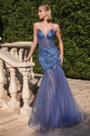 A-line Off the Shoulder Sleeveless Mermaid Slit Corset Natural Waistline Dress with a Brush/Sweep Train