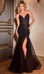 A-line Off the Shoulder Sleeveless Corset Natural Waistline Slit Mermaid Dress with a Brush/Sweep Train