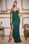 Floor Length Sheath Sequined Slit Beaded Natural Waistline Plunging Neck Sweetheart Sheath Dress/Prom Dress