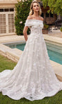 A-line Strapless Lace Sweetheart Floral Print Natural Waistline Sheer Applique Wedding Dress