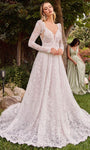 A-line V-neck Lace Back Zipper Cutout Sheer Open-Back Natural Waistline Wedding Dress