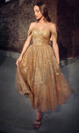 A-line Sweetheart Tea Length Back Zipper Glittering Ruched Pleated Tulle Natural Waistline Off the Shoulder Dress