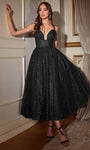 A-line Sweetheart Tulle Fitted Lace-Up Gathered Glittering Sleeveless Corset Empire Waistline Tea Length Dress