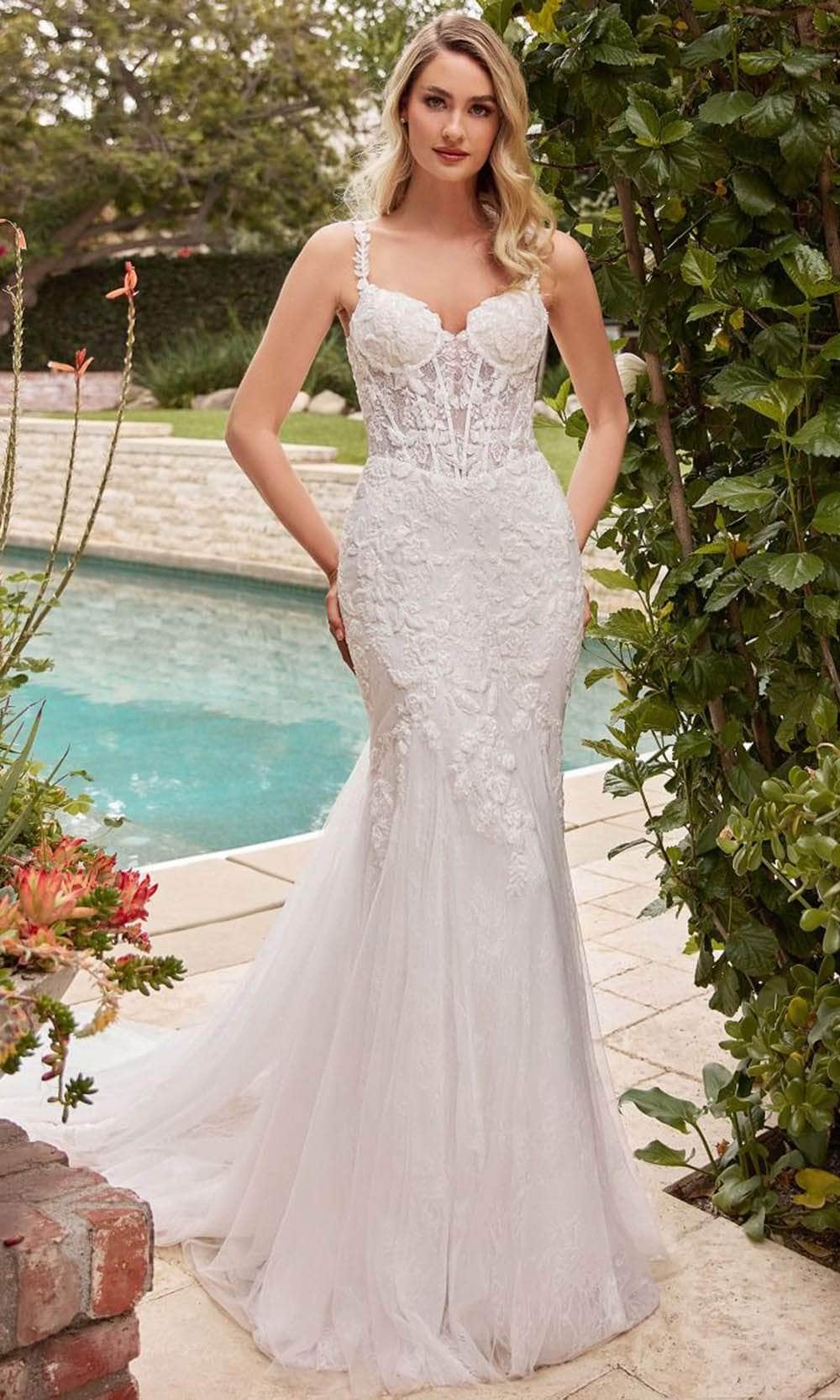 Ladivine CDS432W - Lace Sleeveless Bridal Gown
