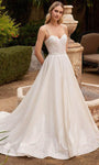 Sophisticated A-line Elasticized Natural Waistline Sweetheart Full-Skirt Open-Back Glittering Back Zipper Sleeveless Ball Gown Wedding Dress