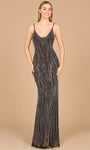 V-neck Spaghetti Strap Natural Waistline Illusion Beaded Open-Back Mesh Back Zipper Polyester Sheath Sheath Dress/Evening Dress with a Brush/Sweep Train