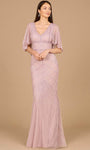 V-neck Back Zipper Beaded Empire Waistline Mermaid Floor Length Evening Dress