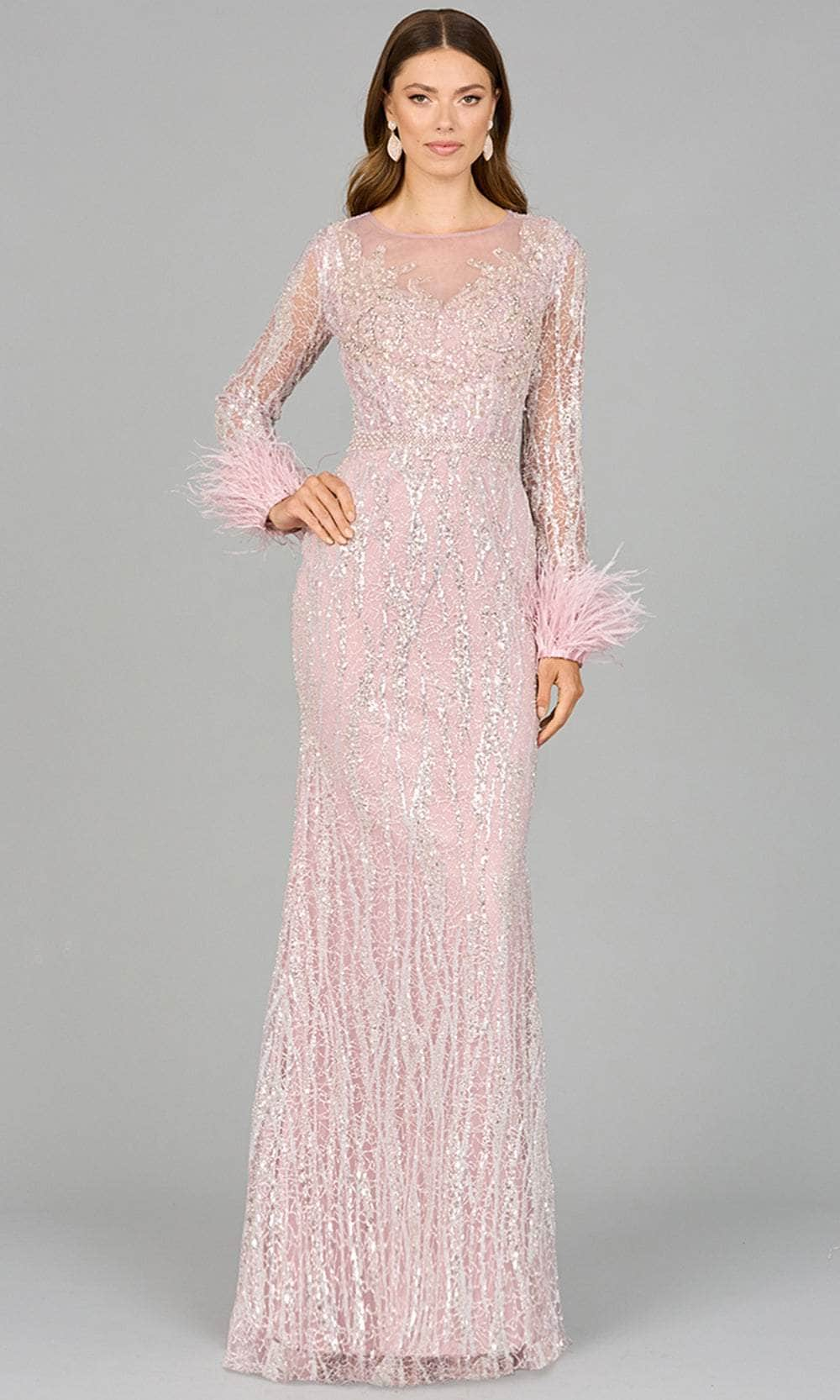 Lara Dresses 29049 - Illusion Jewel Feather Cuff Evening Dress
