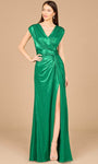 Tall Sexy A-line V-neck Ruched Wrap Slit Back Zipper Shirred Open-Back Natural Waistline Sheath Cap Sleeves Sheath Dress/Evening Dress with a Brush/Sweep Train