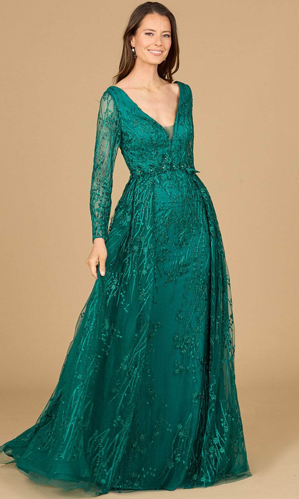 Lara Dresses 29139 - Long Sleeve Lace Evening Gown
