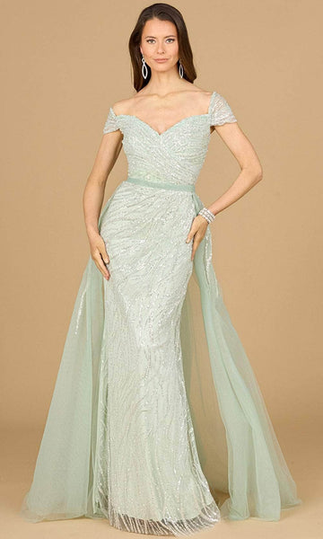 A-line Sheath Cap Sleeves Off the Shoulder Fitted Beaded Embroidered Natural Waistline Sheath Dress/Evening Dress
