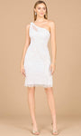 Sheath One Shoulder Beaded Fitted Keyhole Asymmetric Natural Waistline Cocktail Short Sheath Dress