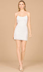 Sheath Sleeveless Scoop Neck Cocktail Short Natural Waistline Fitted Lace-Up Sheath Dress