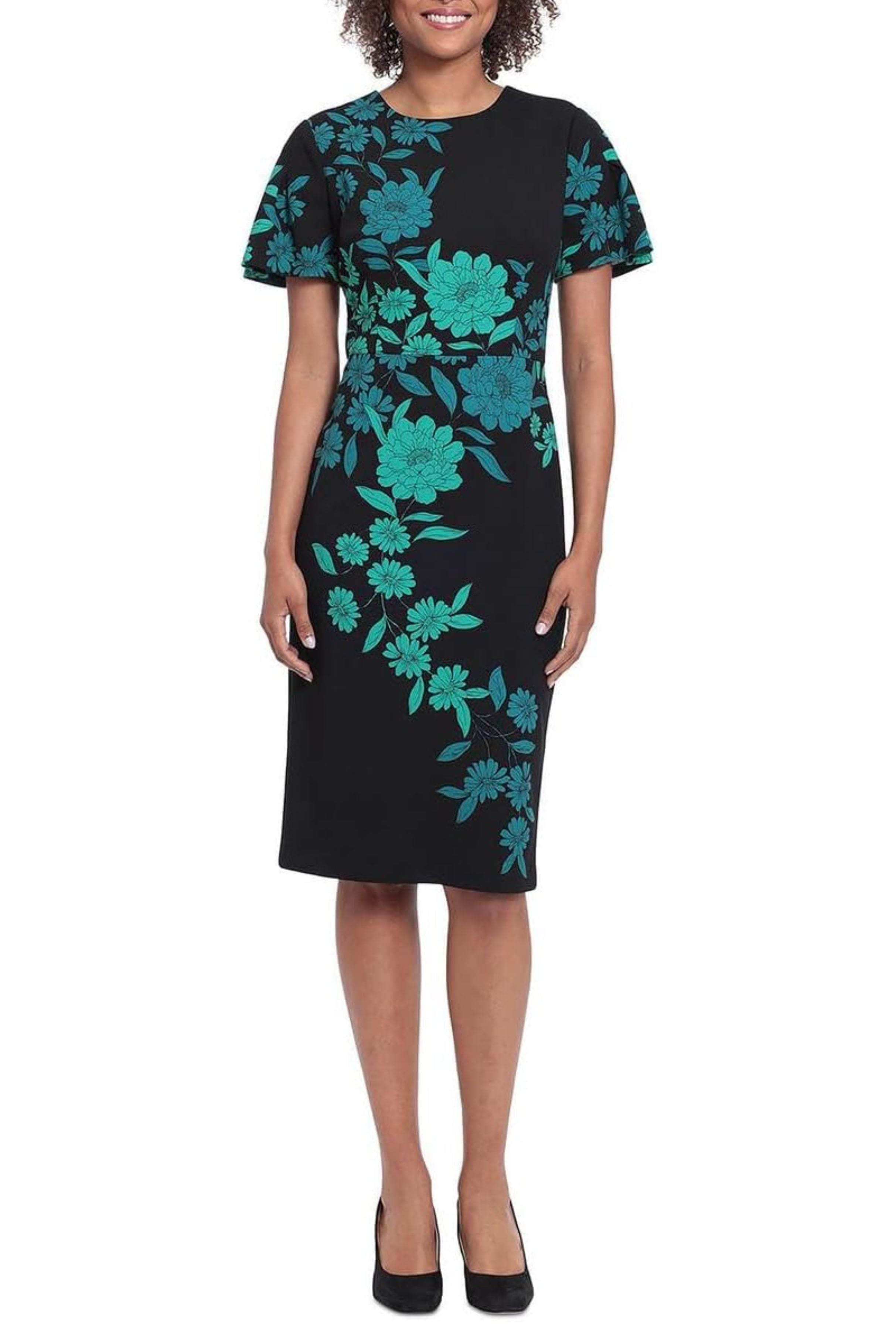 London Times T6384M - Jewel Neck Short Sleeve Formal Dress
