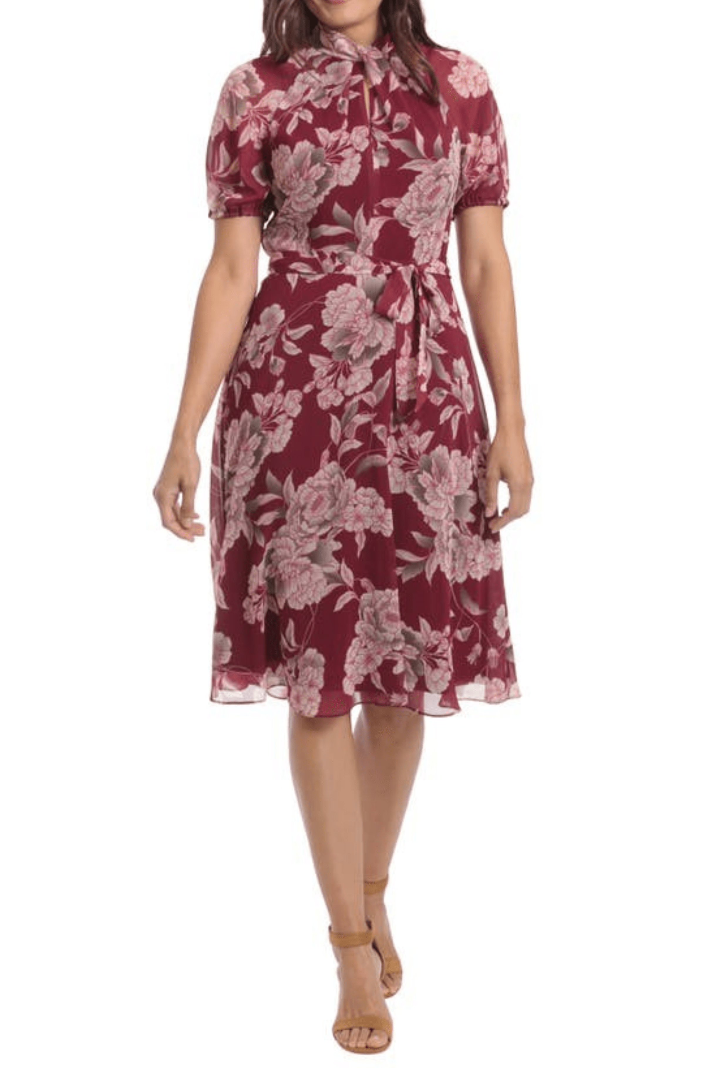 London Times T6521M - High Neck A-Line Casual Dress
