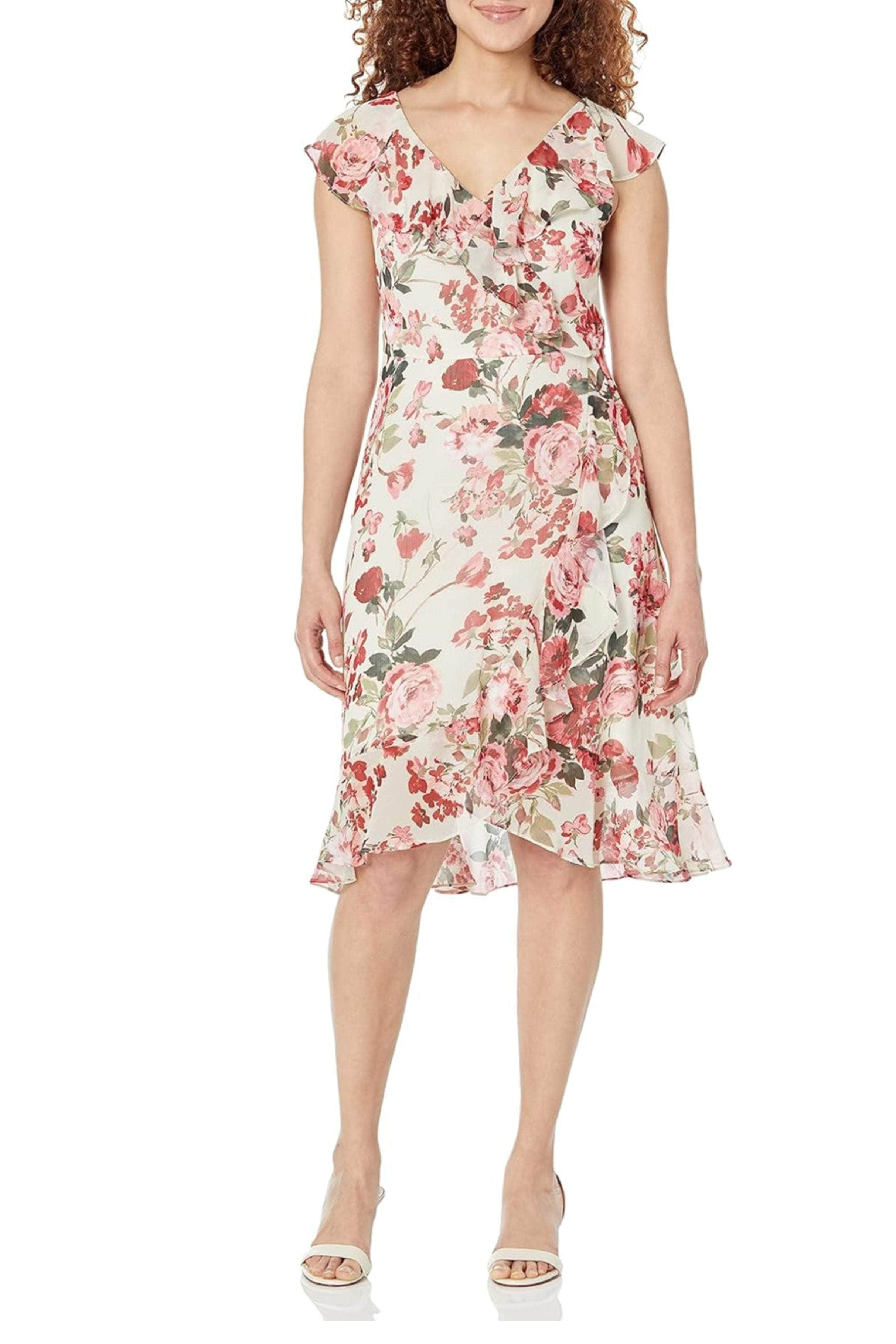 London Times T6739M - Floral Sleeveless Cocktail Dress
