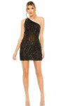 Natural Waistline Polyester Sheath Sleeveless Cocktail Short Back Zipper Mesh Asymmetric Fitted Open-Back Sequined Sheer Beaded Sheath Dress