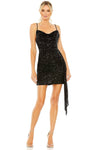 Sheath Sequined Back Zipper Fitted Open-Back Natural Waistline Polyester Cocktail Above the Knee Sleeveless Spaghetti Strap Cowl Neck Sheath Dress With a Sash