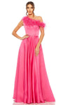 A-line Natural Waistline Open-Back Asymmetric Flowy Prom Dress with a Brush/Sweep Train